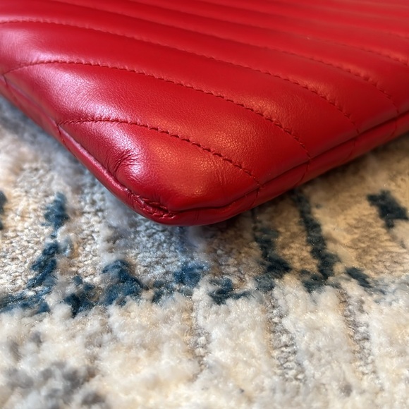 Saint Laurent YSL Cassandre Matelassé Red Small Leather Pouch Wristlet - Picture 12 of 14